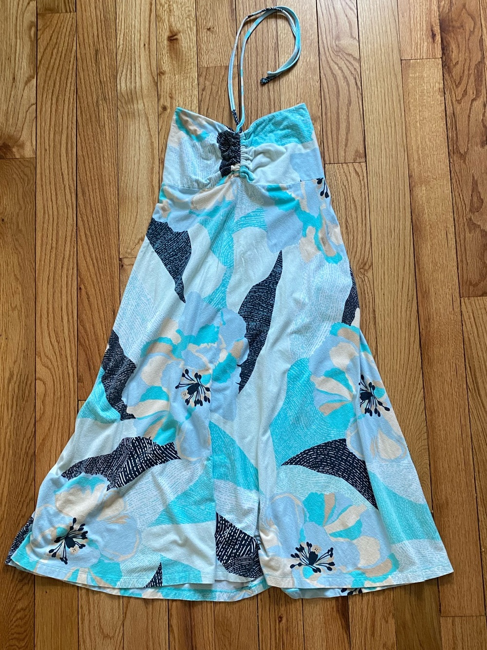 Patagonia Aqua and White Floral Halter Dress